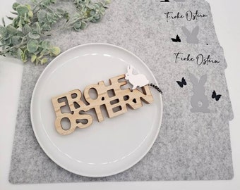 Tischset Ostern, Platzmatte, Platzset Ostern, Oster Tischset, Filz Tischset, Tischset Grau, Tischset Hase, Platzdeckchen Ostern,