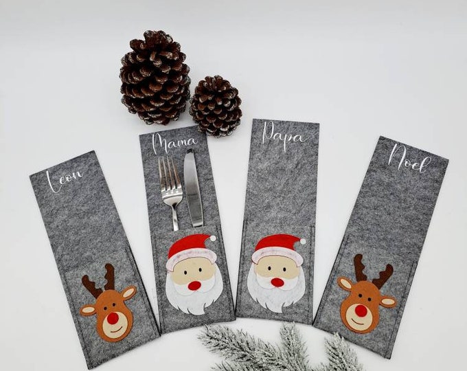 12 Weihnachtsbaum Besteckhalter Aus Filz - Süße Tischdeko Für Die Weihnachtsfeier