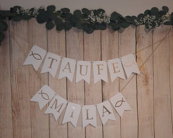 Baptism garland, personalized garland, baptism pennant chain