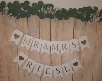 Pennant Necklace Wedding Just Married Garland, Newly Married Garland, Personalized Garland