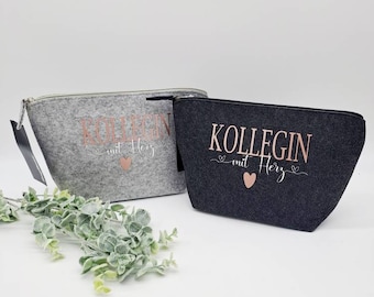 Geschenk Arbeitskollegin, kleine Filztasche, Geburtstagsgeschenk Kollegin, Personalisierte Filztasche, Weihnachtsgeschenk für Kollegin