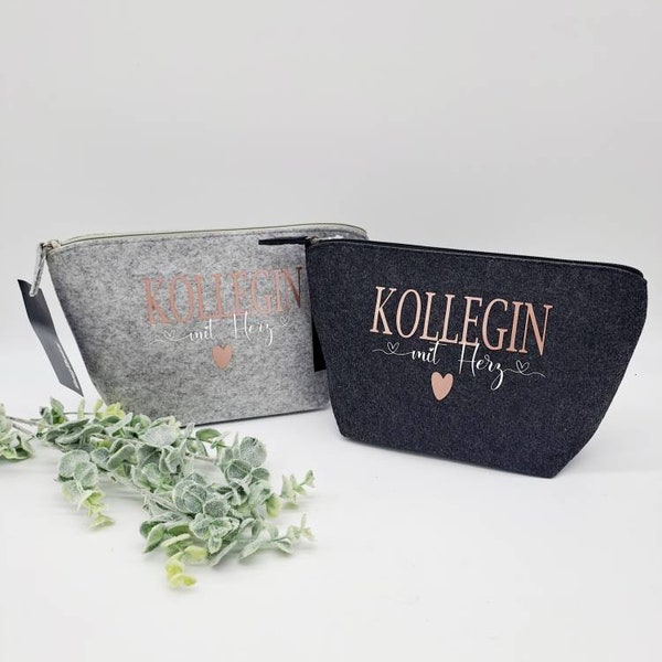 Geschenk Arbeitskollegin, kleine Filztasche, Geburtstagsgeschenk Kollegin, Personalisierte Filztasche, Weihnachtsgeschenk für Kollegin