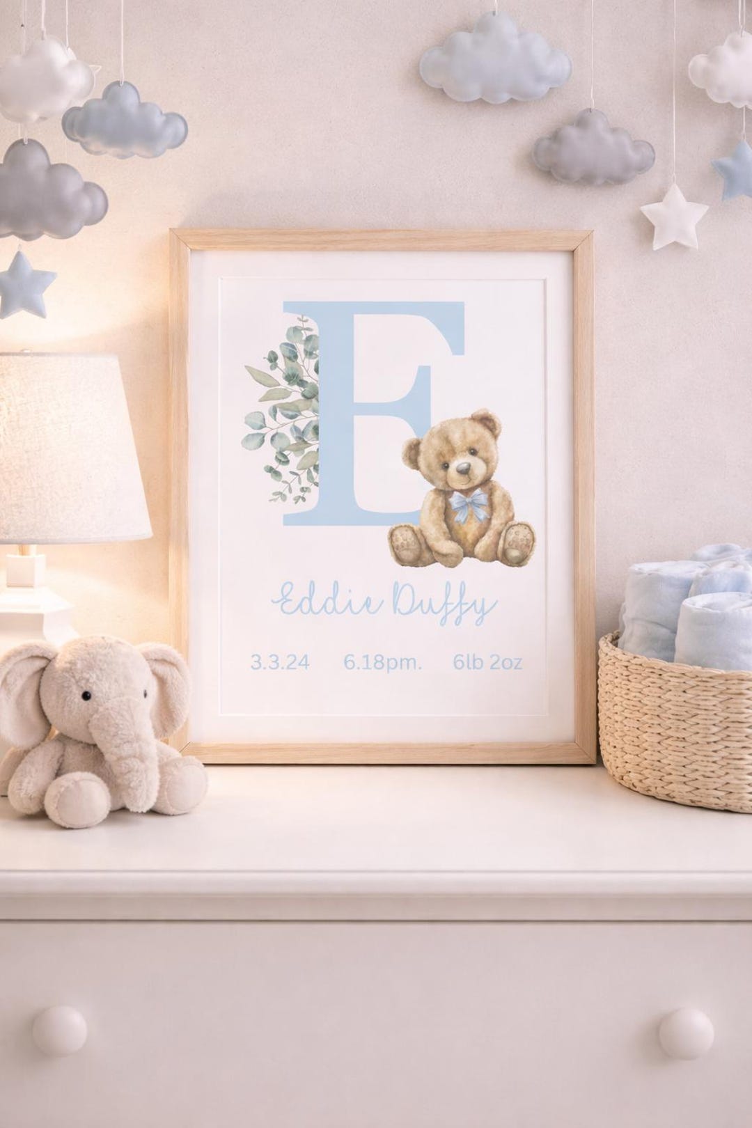 Personalised New Baby Birth Print | Nursery Wall Art Keepsake | Custom ...