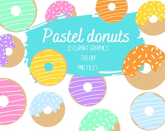 Donut Clipart, Bakery Clipart, Pastel Doughnut Clipart, Sprinkle Donut png, Pastry Clipart, Food Clipart, Dessert Clipart, Baking Clipart.