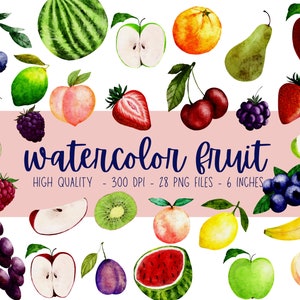 Clipart de frutas em aquarela, Clipart de frutas de verão, Frutas PNG, Clipart de maçã, Clipart de piquenique, Clipart de frutas vermelhas, Aquarela de primavera PNG, Pêssego PNG.