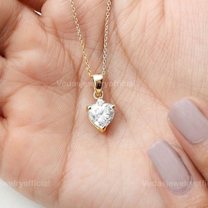 Heart Shape Lab Grown Necklace/ Solitaire Diamond Engagement Necklace/ Eco Friendly Lab Diamond Necklace/ EF-VS Lab Grown Diamond Necklace