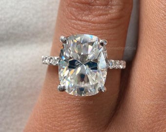 3CT Cushion Cut Moissanite Wedding Ring, 925 Sterling Silver Engagement Ring Set, Women Diamond Ring Set, Perfect Bridal Gift