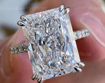 4 CT Radiant Cut Moissanite Halo Engagement Ring Vintage Style 14K Gold Halo Wedding Ring Anniversary Gift for Women Radiant Cut Halo Ring