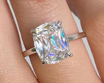 3.5CT Criss Cut Moissanite Engagement Ring, Exquisite Elongated Cushion Design for Proposals, Perfect Gift for Brides-to-be
