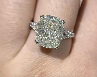 3 CT Elongated Cushion Cut Moissanite Engagement Ring With Hidden Halo 14K Solid Gold Vintage Promise Ring Anniversary Ring Gift for Her