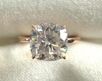 3 Carat Cushion Cut Diamond Ring Cushion Cut Moissanite Engagement Ring Hidden Halo Cushion Cut Engagement Ring Cushion Cut Solitaire Ring