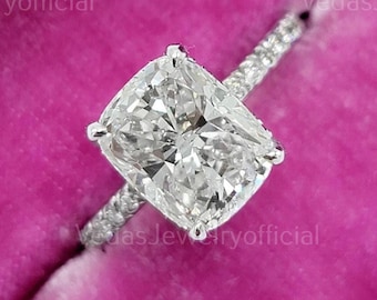 3CT Elongated Cushion Cut Solitaire Engagement Ring Cushion Solitaire Wedding Ring Elongated Cushion Diamond Moissanite Ring Gift Rings