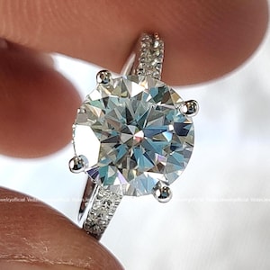 2.7 Carat Lab Grown Diamond Solitaire Engagement Ring, E/VVS2 Round Brilliant Cut, 14k White Gold 4 Prong Setting, Bridal Gift