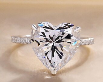 3CT Heart Cut Engagement Ring, Handmade Vintage Promise Ring, Unique Art Deco Wedding Ring for Women, Ideal Gift for Love