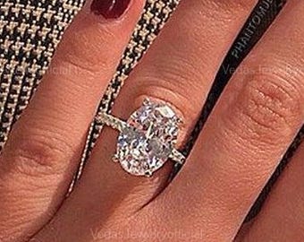 4 CT Oval Moissanite Engagement Ring, Hidden Halo Design in 14K Gold, Perfect Wedding or Anniversary Gift for Her