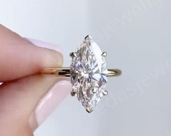 Marquise Cut Diamond Ring Set, 2 ct IGI Certified Lab Grown Diamond for Unique Proposal & Special Anniversary Gift for Her