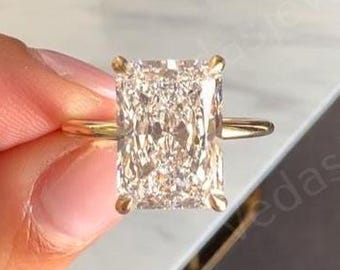 Solitaire Engagement Ring, 3.0 CT Radiant Cut F/VS Lab Grown Diamond, Perfect Proposal Wedding Ring for Her, Eco-Friendly Gift