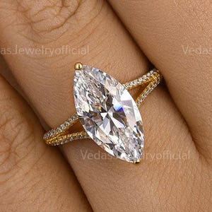 3Ct Marquise Cut Moissanite Unique Engagement Ring 14kt Gold Wedding Ring Proposal Ring Anniversary Gifts Promise Ring For Her Handmade Ring