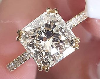 2.5CT Moissanite Square Radiant Ring, Dazzling Solitaire Engagement Ring, Special Promise Ring, Thoughtful Gift for Her
