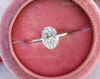 3 CT Oval Moissanite Engagement Ring: 14K Yellow Gold Wedding Anniversary