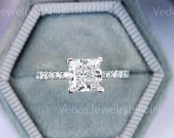 Unique Engagement Ring Princess Cut Moissanite Ring, Square Engagement Ring, Princess Square Engagement Ring, Princess Cut 1.5CT Moissanite