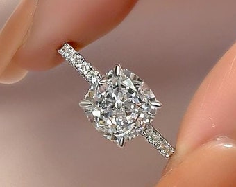 2 Carat Cushion Cut Diamond Ring Cushion Cut Moissanite Engagement Ring Hidden Halo Cushion Cut Engagement Ring Cushion Cut Solitaire Ring