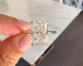 Solitaire Engagement Ring, 3.0 CT Radiant Cut F/VS Lab Grown Diamond, Perfect Proposal Wedding Ring for Her, Eco-Friendly Gift