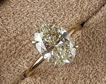 3ct Oval Moissanite Engagement Ring: 14k Solid Gold Solitaire