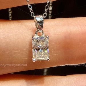 Radiant Cut Lab Diamond Necklace/ EF-VS Lab Grown Diamond Bridal Necklace/ Solitaire Diamond Engagement Necklace/ Man Made Diamond Necklace