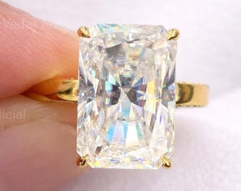 4.30CT Radiant Cut Moissanite Engagement Ring with Hidden Halo, Timeless Bridal Ring, Anniversary Gift for Her
