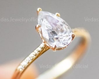 2.75CT Pear Cut Moissanite Engagement Ring Anniversary Gift Hidden Halo Ring Pave Setting Ring Christmas Gift For Her