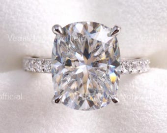 4.54 CT Elongated Cushion Cut Moissanite Engagement Ring, 14K Solid Yellow Gold Solitaire, 4 Prong Anniversary Ring