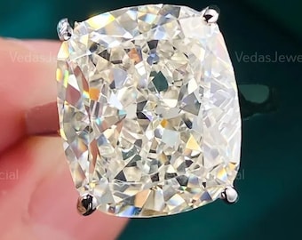 10 CT Elongated Cushion Cut Moissanite Engagement Ring White Gold Custom Proposal Wedding Ring Promise or Anniversary Ring for a Woman