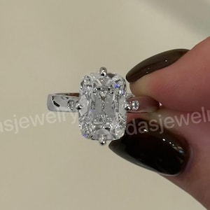 Cushion Old Mine Cut Diamond Engagement Ring with Hidden Halo, Lab Grown Diamond Wedding Ring for Her, Vintage Inspired Diamond Ring