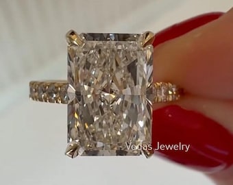 4.00 CT Radiant Cut Lab Grown Engagement Ring IGI Certified Diamond Ring Hidden Halo Pave Diamond Ring Anniversary Ring Promise Ring For Her