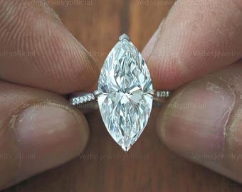 3CT E VVS2 Marquise Lab Diamond Engagement Ring in 14K Gold, Twisted Band, IGI Certified Wedding Jewelry