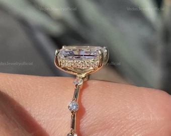 3.5 CT Unique Radiant Cut Bridal Ring Hidden Halo Moissanite Engagement Ring Gift For Her Promise Ring Wedding Ring 14K Solid Gold Ring