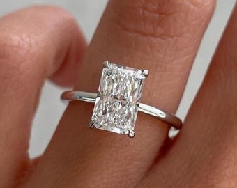 Radiant Cut Moissanite Engagement Ring Radiant Cut Engagement Ring Radiant Cut Solitaire 3 CT Radiant Cut Solitaire Engagement Ring Gift