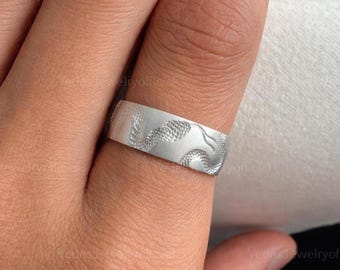 Snake Band Ring - Unique 5mm Snake Wedding Stacking Ring in 14k Gold & Sterling Silver, Unisex Snake Lover's Gift