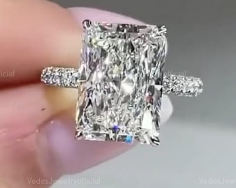 3 CT Radiant Cut Engagement Ring 18K Solid Gold Ring Hidden Halo Moissanite Engagement Ring Handmade Jewellery Anniversary ring