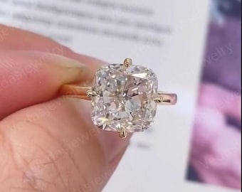 Elongated Cushion Cut 2.5 Carat E Color VS1 Clarity IGI Certified Lab Grown Diamond Solitaire Engagement Ring 14k Gold
