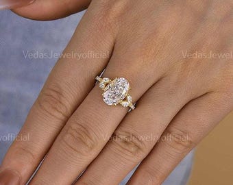 3.5 CT Oval & Marquise Cut Diamond Wedding Ring, Stunning Moissanite Solitaire Anniversary Ring, Perfect Gift for Anniversary
