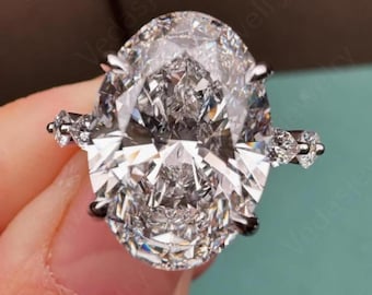 Oval Diamond Engagement Ring, 5CT IGI Certified Lab Grown Diamond with Marquise & Round Diamonds, Handmade Gift for Women