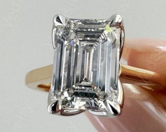 2.95 Carat Emerald Cut Lab Grown Diamond Ring / Emerald Lab Diamond Solitaire Ring / Emerald Cut Engagement Ring /Solitaire /Minimalist Ring