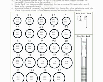 Printable Ring Sizer Tool PDF – Accurate US/UK/International Ring Size Chart – Instant Digital Download for Jewelry Making & Gift Gifting