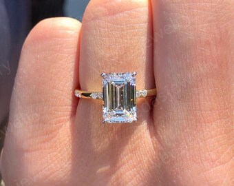 2.5 CT Lab Grown Diamond Ring, E VS2 Emerald Cut Engagement Ring, Forever Love Token, Unique Gift for Special Occasions