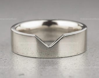 6MM Solid 14K Gold Wedding Band Plain Simple Gold V-Shaped Wedding Band for Men and Women Stacking Matching Couple Anniversary Ring Gift