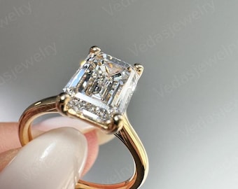 2 Carat Emerald Cut Lab Grown Diamond Engagement Ring, IGI Certified VS1 Clarity in 14k Yellow Gold - Timeless Couple's Gift