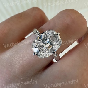 Cushion Old Mine Cut Diamond Engagement Ring with Hidden Halo, Lab Grown Diamond Wedding Ring for Her, Vintage Inspired Diamond Ring
