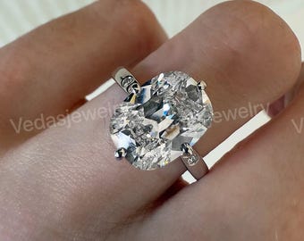 Cushion Old Mine Cut Diamond Engagement Ring with Hidden Halo, Lab Grown Diamond Wedding Ring for Her, Vintage Inspired Diamond Ring